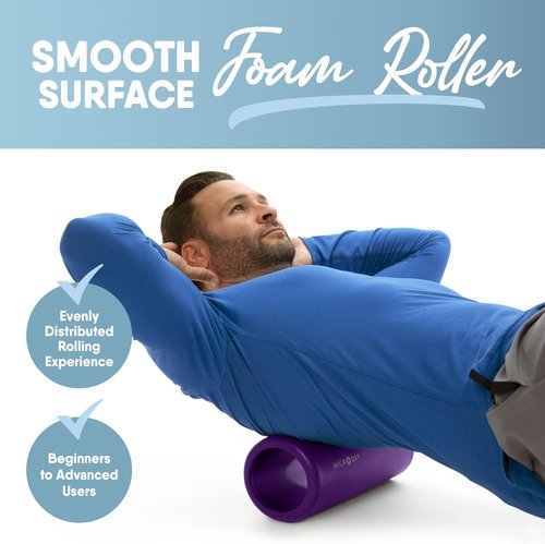 MICRODRY Deluxe Foam Back Roller - Muscle Relief & Deep Tissue Massage - 13x5.3, Purple