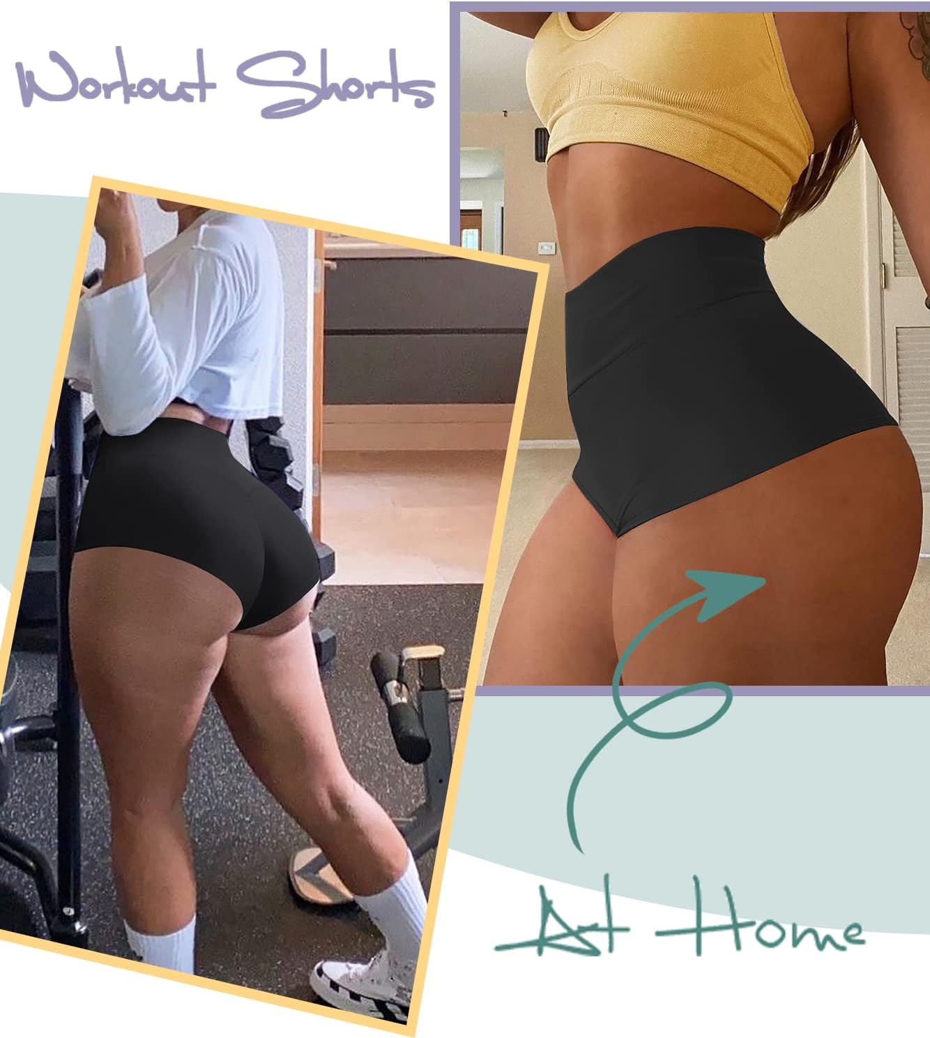 Skiennix Women's High Waist Yoga Booty Shorts - Spandex Butt Lifting Workout Leggings | Rave Ready