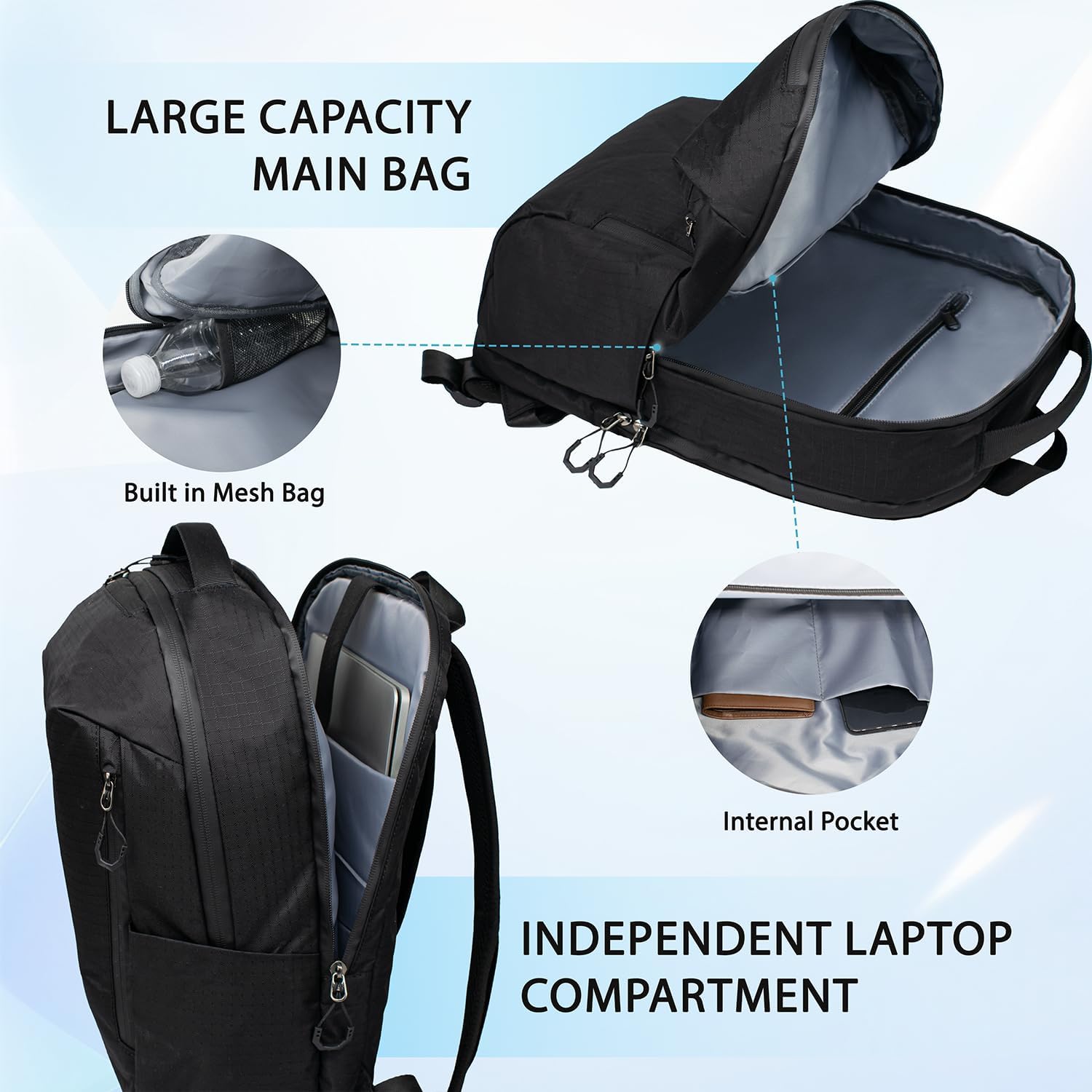Skiennix Laptop Backpack - Minimalist, Abrasion & Water Resistant, 25L Lightweight Daypack for Work & Leisure