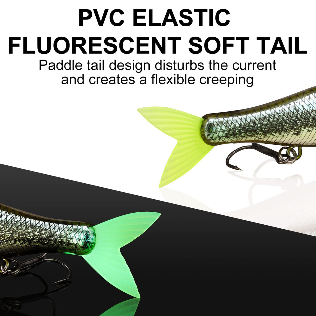 TRUSCEND Fishing Lures for Bass, Glide Baits with Vertical Tongue Design, Segmented Swimbaits Fishing Lures for Saltwater Freshwater, Slow Sinking Plugs Lures for Bass Walleye Trout Pike Musky