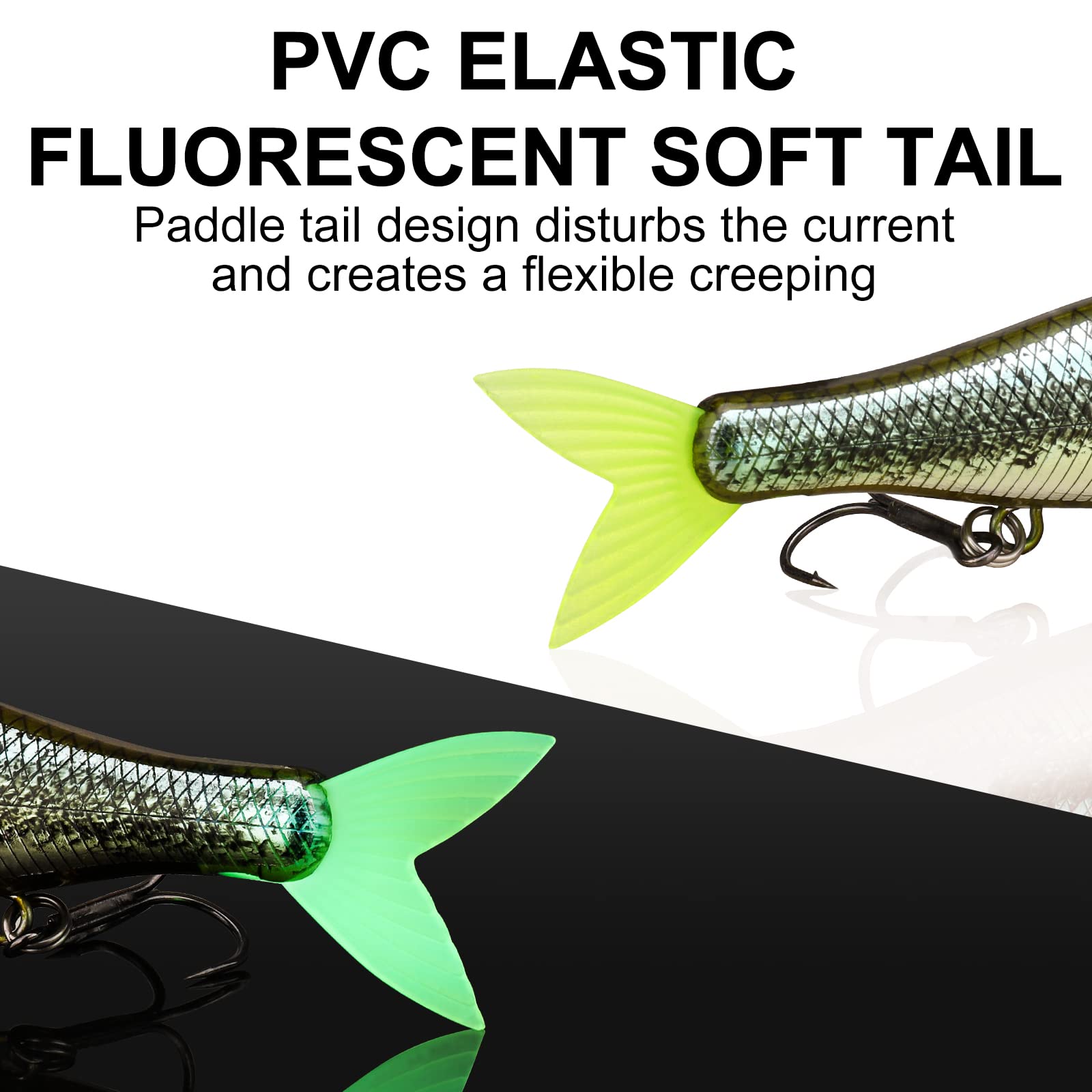 TRUSCEND Fishing Lures for Bass, Glide Baits with Vertical Tongue Design, Segmented Swimbaits Fishing Lures for Saltwater Freshwater, Slow Sinking Plugs Lures for Bass Walleye Trout Pike Musky