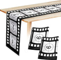 Breling Movie Night Table Runner - Film Strip Design for Party Decor | 12 x 72 Inch, Classic Style (3 Pcs)