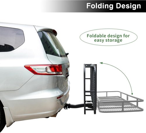 Leader Accessories Trailer Hitch Cargo Carrier Rack - 60"x24"x6" Folding Vehicle Basket for SUV, RV, Truck | 500 lbs Capacity