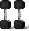 GRETERST Hex Dumbbells Set - Rubber Coated Hand Weights for Home Gym Workouts | Set of 2, 5LB, Black