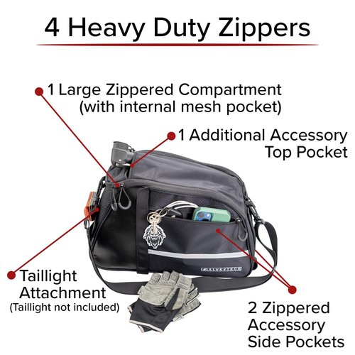 AlveyTech XL 12-Liter Bike Bag for Rear Rack on Bicycle - 12L Water Resistant Storage Trunk Bags for Bicycles, Cargo Carrier Mounts on Seat Post or Frame Racks on Back of Bikes, with Shoulder Strap