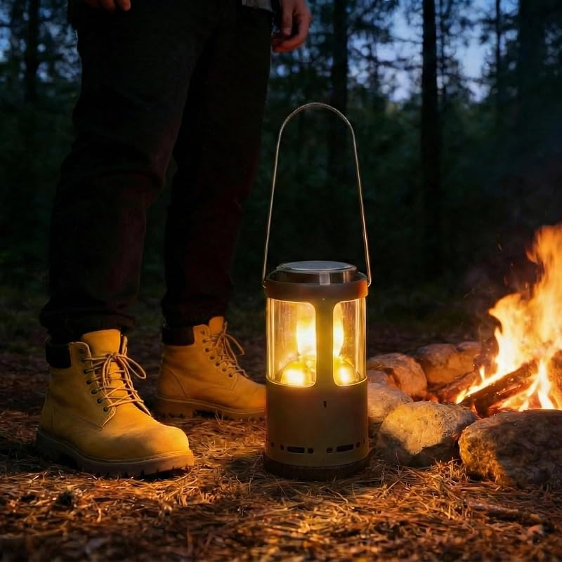 Camping Candle Lantern with Heat Shield for Real Candles - Lightweight Aluminum