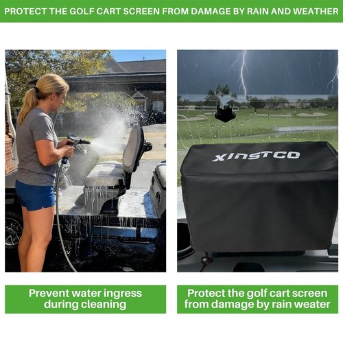 XINSTCO Golf Cart Waterproof Touchscreen Cover with Drawstring, Oxford Fabric 9" Screen Cover Fits for Evolution & Denago Golf Cart, Ev Golf Cart Accessories, Dustproof, Sun Protect, Black