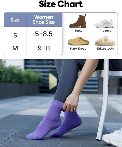 IDEGG Women's Crew Socks - Soft Cotton Athletic Socks for Running & Casual Wear | Above Ankle Design