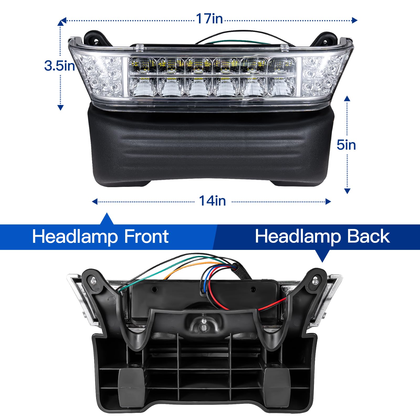 WEKANI Upgrade Golf Cart Headlight Kit with Bumper for Club Car Precedent 2004-UP, Golf Cart Front LED Light Kit Replacement 12V for Club Car Precedent