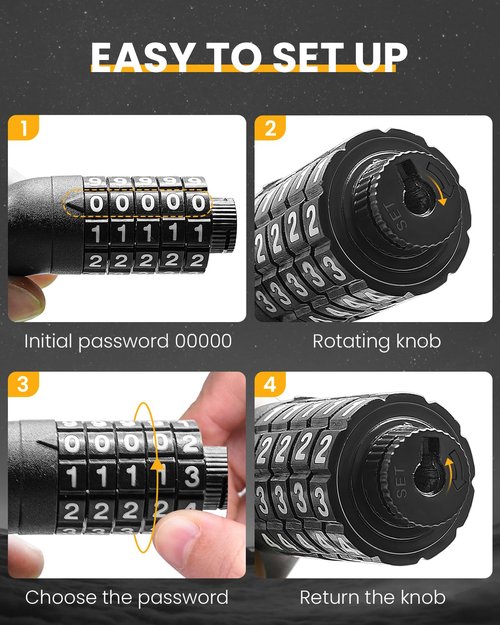 Everyfun Bike Lock Cable with Combination,High Security 5-Digit Resettable Combination Bicycle Lock Anti-Theft, Scooter Lock with Mounting Bracket for Bikes and Scooters(Black)