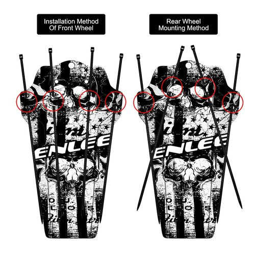 ENLEE 1PC Mountain Bike Fender - Lightweight Flexible MTB Mud Guard, Waterproof Fashionable Bicycle Mudguards, Universal Front and Rear 26", 27.5", 29" Plus Size and Fat Bike Wheel Sizes, Skull