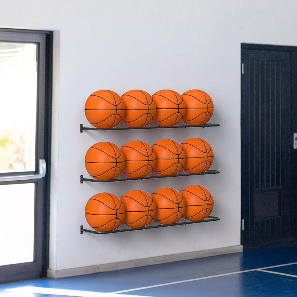Wall Mount Ball Rack by [Brand Name] - Garage Sports Equipment Organizer with 12-Ball Capacity