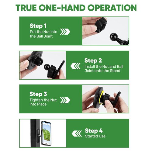 Magnetic Golf Cart Phone Holder, Strong N52 Magnets, Compatible with MagSafe iPhone 12-17, Fits EZGO/Club Car/Yamaha, Golf Gifts for Men Women, Stocking Stuffers Gift, Golf Cart Accessories Essentials