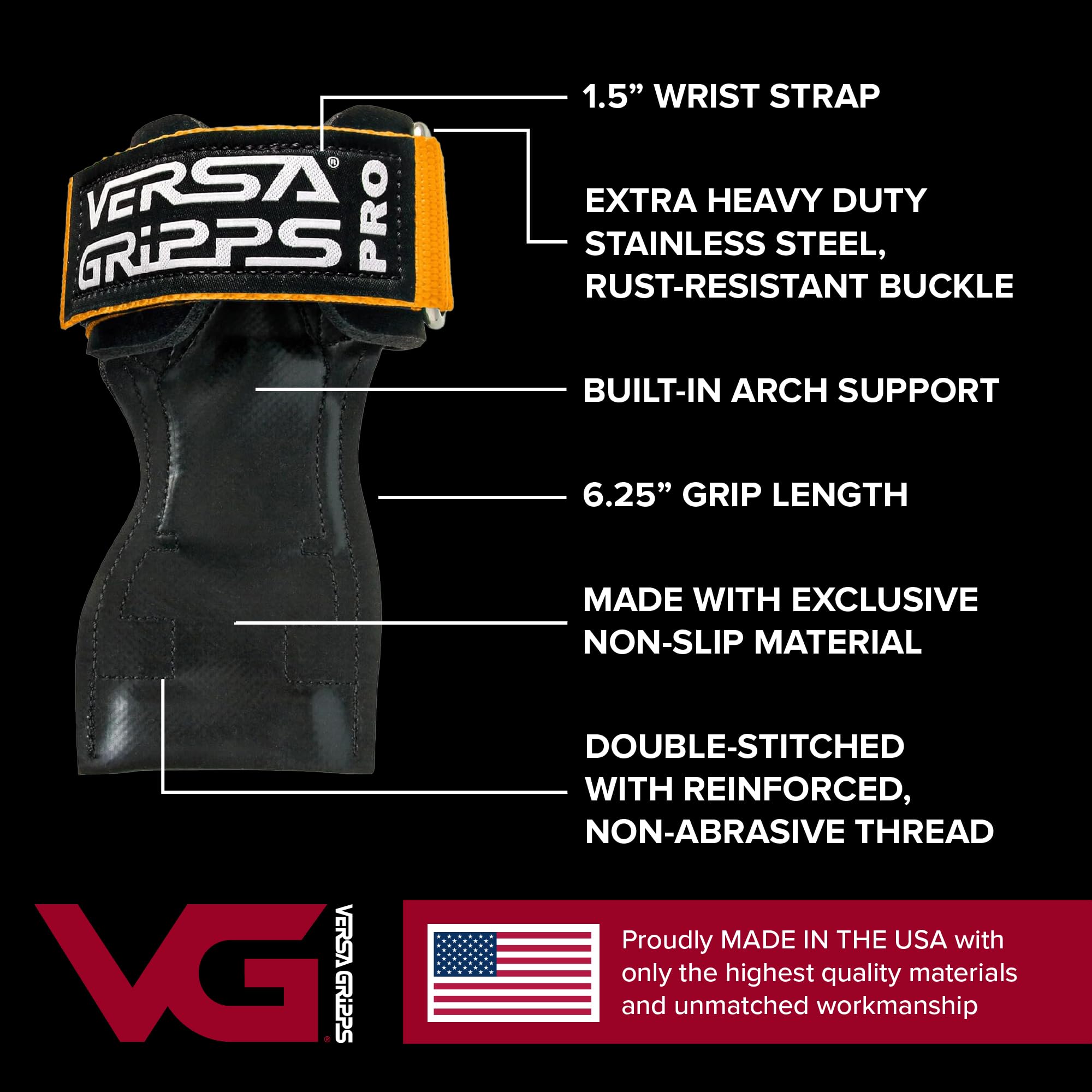Versa Gripps Pro, Made in USA, Wrist Straps for Weightlifting Alternative, Best Training Accessory, R/L, Silver