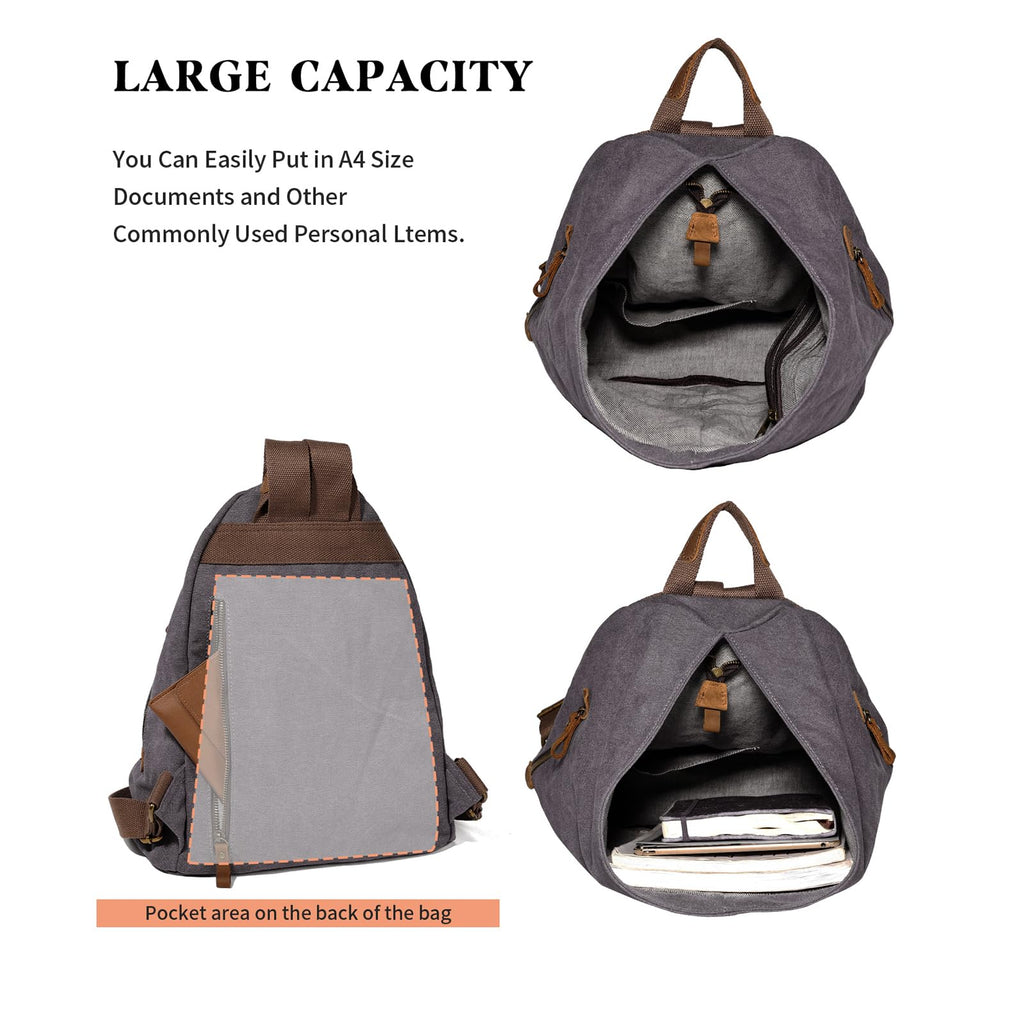 KL928 Canvas Vintage Backpack – Large Casual Daypack Outdoor Travel Rucksack Hiking Backpacks for Men Women