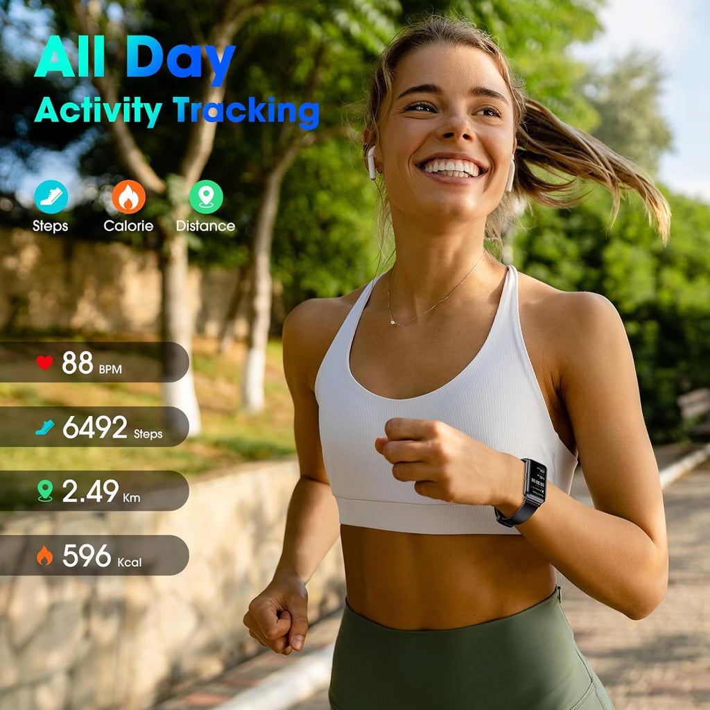 Skiennix Pedometer Watch - Slim Fitness Tracker with 14-Day Battery Life | 50m Waterproof, Heart Rate & Blood Oxygen Monitor