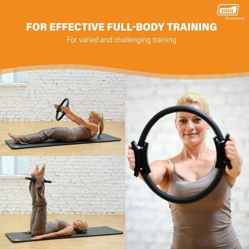 SISSEL Pilates Circle | Diameter 15 inches | Anti-Slip Rubber Coating & Foam Padding | Effective Full-Body Workout | for Home & Gym Use | Includes Exercise Poster