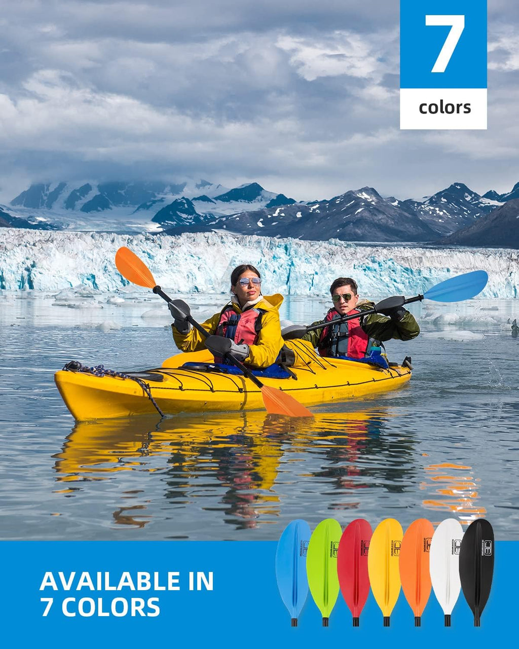OCEANBROAD Kayak Paddle - Lightweight Alloy Shaft | 86in, 90.5in, 95in Lengths with Paddle Leash