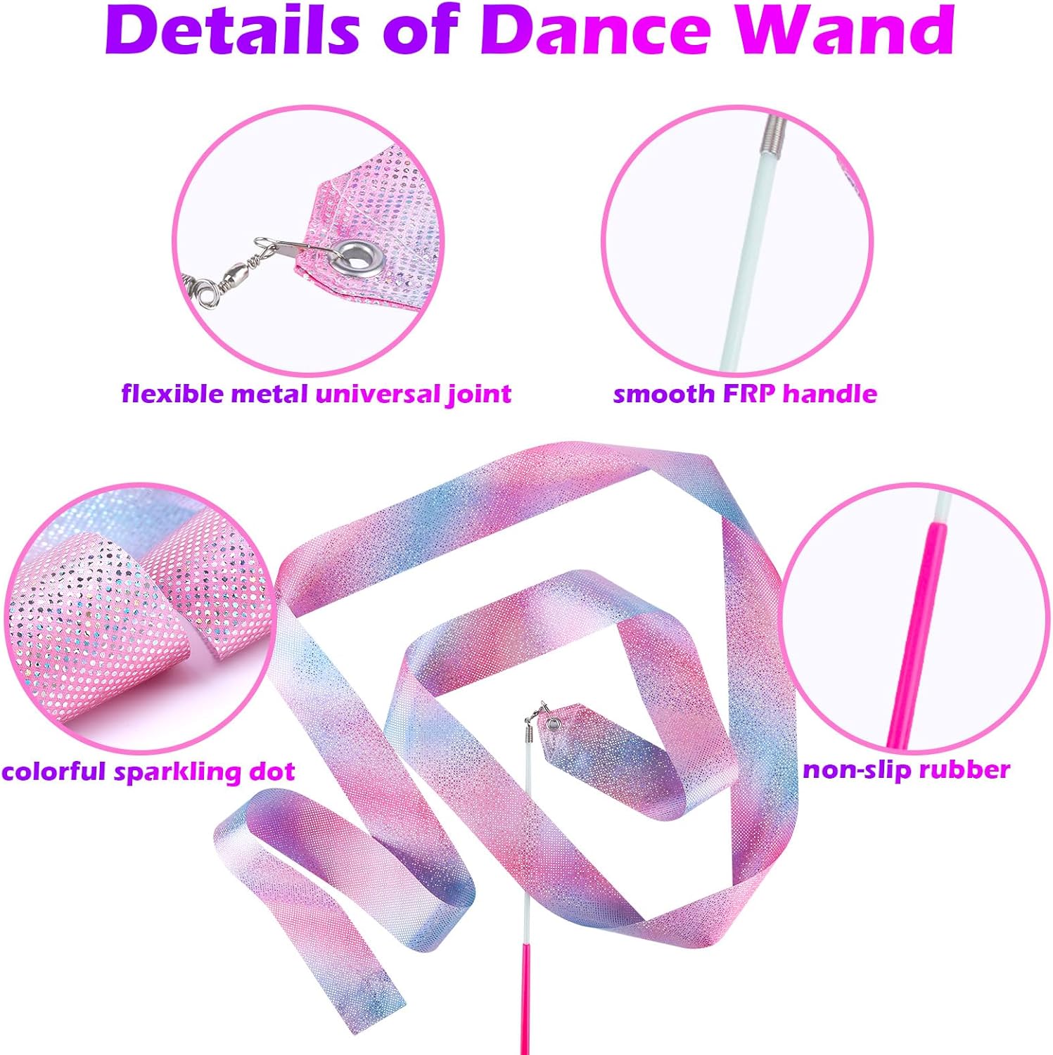 Skiennix 14PCS Dance Ribbons - Sparkling Twirling Streamers for Kids' Birthday Parties & Gymnastics