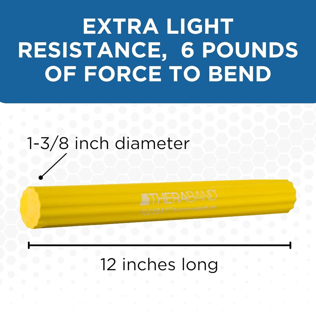 TheraBand FlexBar Resistance Bar - Extra Light Yellow Therapy Bar for Wrist & Forearm Exercises