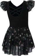 DIPUG Ballet Leotards for Girls - Shiny Toddler Dance Outfit with Skirt & Butterfly Design