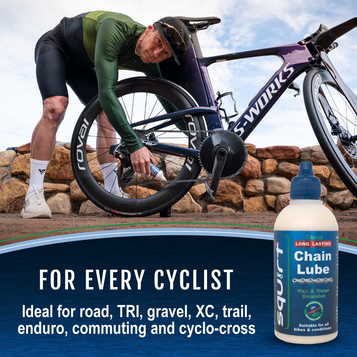 Squirt Chain Lube | Long-Lasting All-Weather Bike Chain Lubricant - 120 ml for Reduced Noise & Chainsuck
