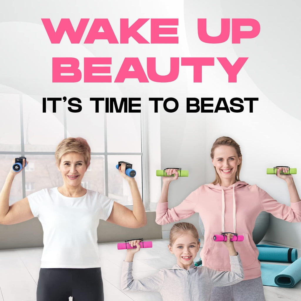 Yes4All Adjustable Dumbbell Set - Perfect Hand Weights for Women's Walking & Travel | Color-Coded (2-4lbs)