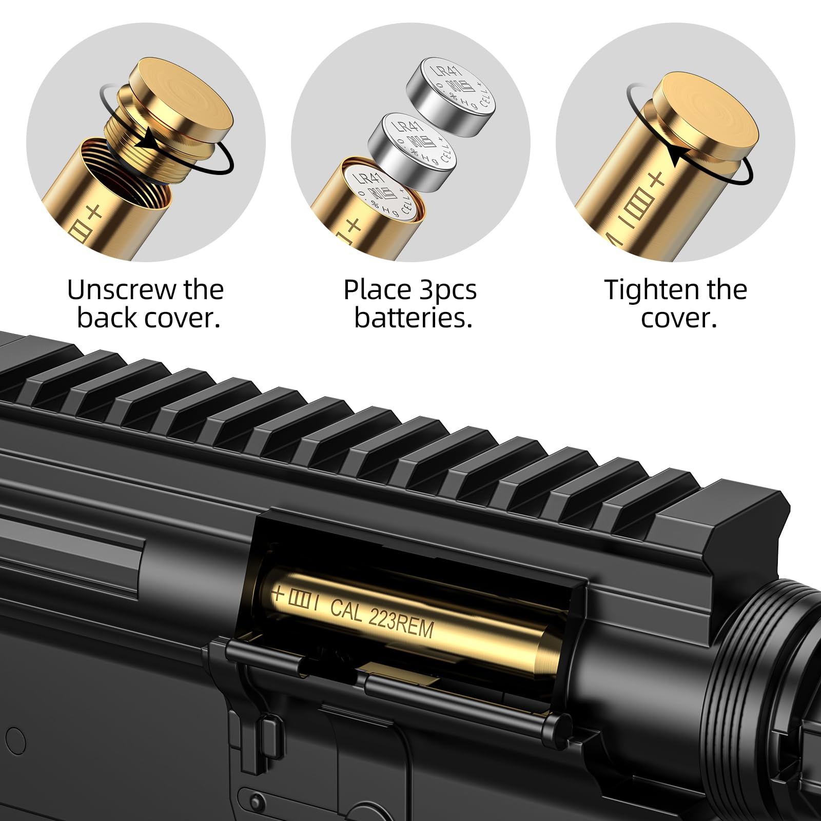 EZshoot 223 5.56mm Laser Bore Sight Red Laser 223/556 Bore Sight with 2 Sets of Batteries