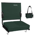 behairity Portable Stadium Seat for Bleachers with Back Support, Wide Padded Bleacher Chair with High Back and Thick Cushion for Adults, Folding Stadium Chair for Football Sports Events (Green)