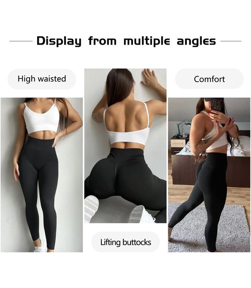 JGS1996 Hidden Scrunch Butt Lifting Leggings for Women Tummy Control High Waisted Workout Gym Seamless Impact Yoga Pants