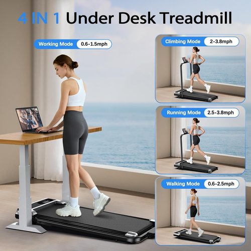 AoraPulse Portable Folding Treadmill - Compact Electric Walking & Running Machine | 300 LBS Capacity, LED Display
