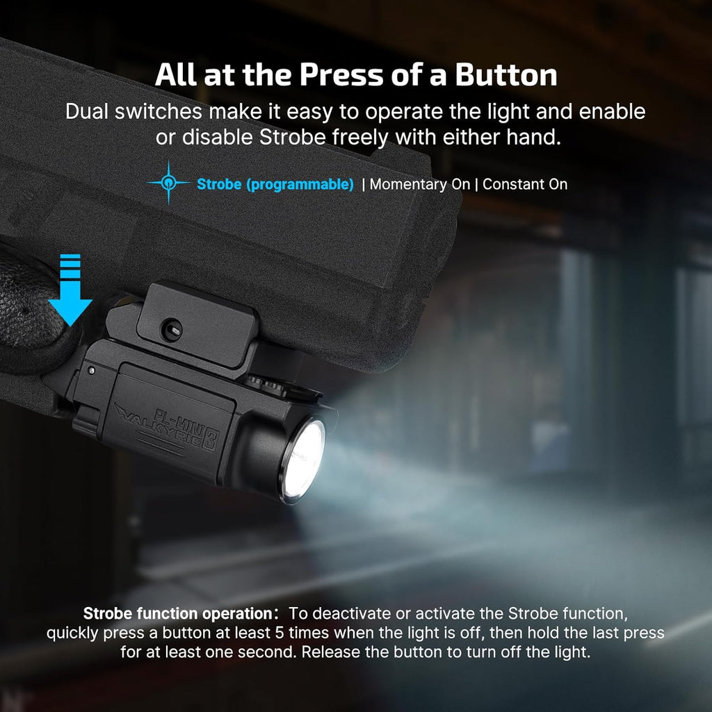 OLIGHT PL-Mini 3 Valkyrie Tactical Pistol Light - 600 Lumens, Compact Design, Rechargeable Batteries | Black