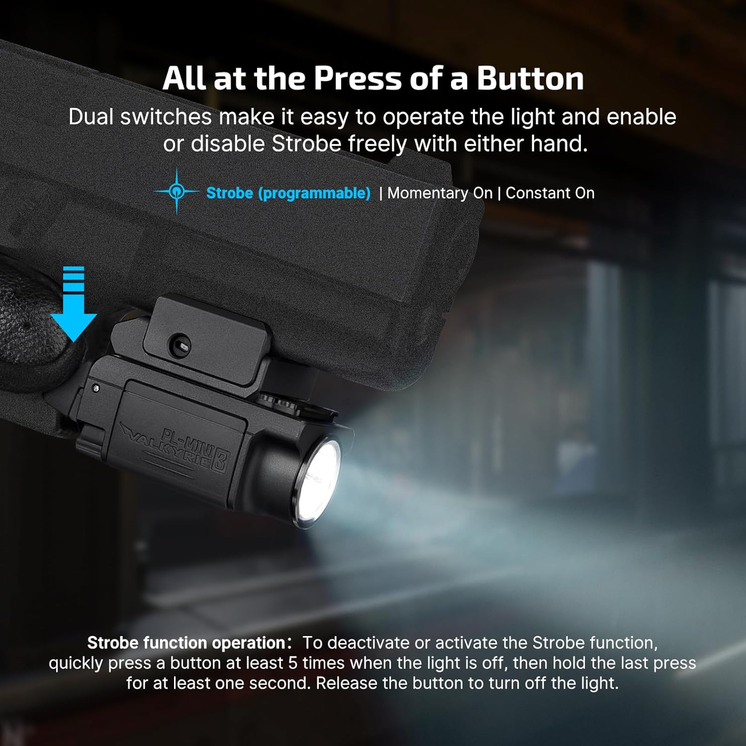 OLIGHT PL-Mini 3 Valkyrie Tactical Pistol Light - 600 Lumens, Compact Design, Rechargeable Batteries | Black