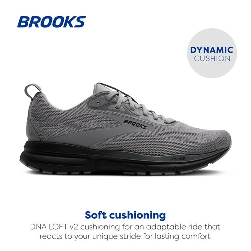 Brooks Men’s Trace 4 Neutral Running Shoe - Grey/Black/Ebony - 10.5 Medium