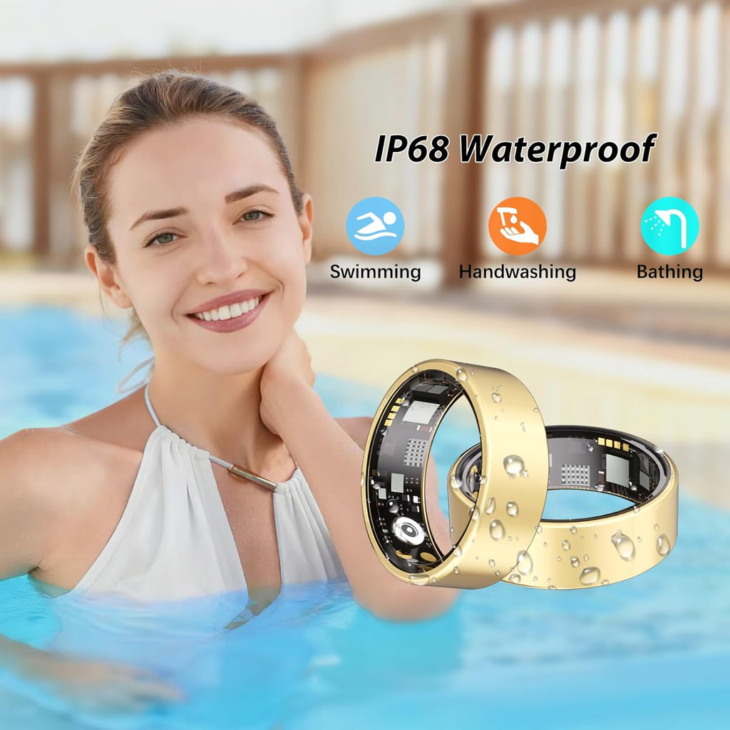 Smart Health - Fitness Ring for Men & Women | Heart Rate, Blood Oxygen & Sleep Tracker - Gold, Size 8