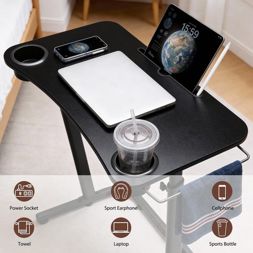 VTORY Treadmill Desk – Adjustable Desk for Walking Pad, Stable & Heavy-Duty Height 30"-47", Portable Walking Pad Desk Table Stand for Home Office & Work with Installation Guide (Black)