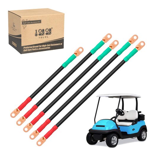 10L0L Heavy Duty 48V Golf Cart Battery Cables - Compatible with Club Car Precedent 2008+, 4 Gauge Pure Copper Wiring Cables (5Pcs)