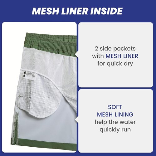 Maamgic Men's 7" Stretch Swim Trunks - Quick Dry Mesh Lining Bathing Suits