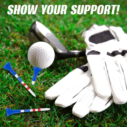 Realspring 100 Pack Plastic Golf Tees Bulk 3 1/4" Unbreakable American Flag Long Golf Tees with Reduce Side Spin and Friction for Men