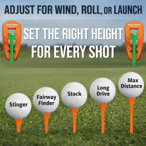 HeightRight Adjustable Golf Tee Height Tool (5-Level Precision) – Universal Fit for Wooden & Plastic Tees, Consistent Tee Height Setter for Drivers, Fairway Woods & Irons, Golf Swing Training Aid
