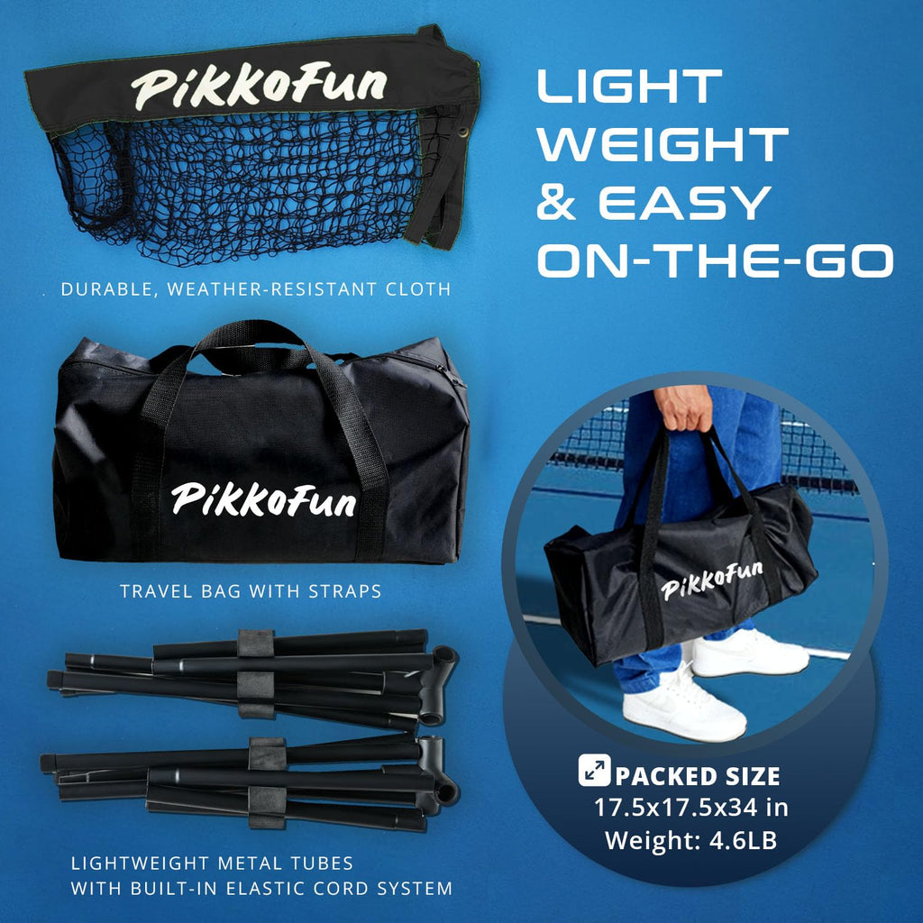 PIKKOFUN Mini Pickleball Net (5 FT Wide), Small Portable Dink Practice Net for Indoor & Outdoor, 60-Second Tool-Free Setup, Carry Bag Included, Pickleball Gifts for Women & Men, Black Net
