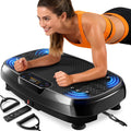 Renoj Vibration Plate Exercise Machine - Full Body Workout Vibrating Platform with LED Display, Speaker & 2 Bands | Black