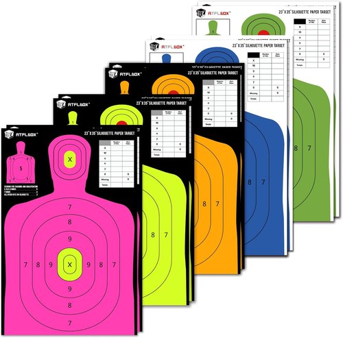 Atflbox High Visibility 5-Color Silhouette Target Paper - 23x35 Inch for Indoor/Outdoor Shooting