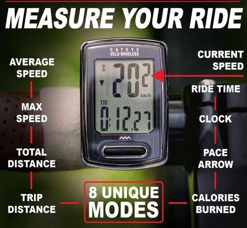 CATEYE Velo Wireless Bike Computer - Speedometer & Odometer with Calorie Tracking | Waterproof, Auto Start/Stop