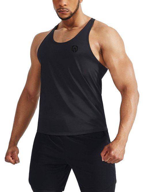NELEUS Men's Workout Running Tank Top Sleeveless Gym Athletic Shirts Pack of 3,5080,Black/Grey/Red,S