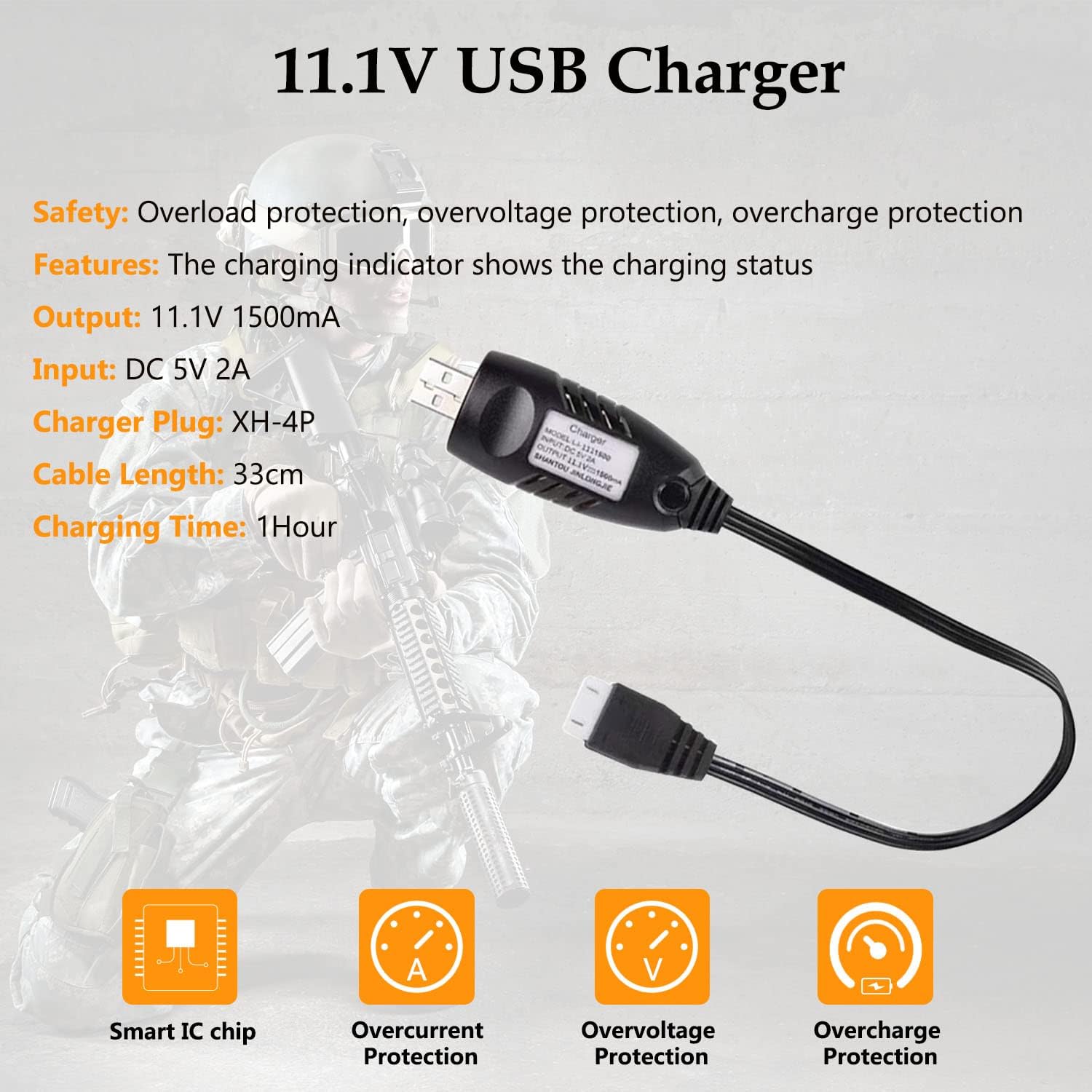 3300mAh Airsoft Battery by [Brand Name] - 11.1V Nunchuck Rechargeable Battery for AEG AK47, M4, MP5