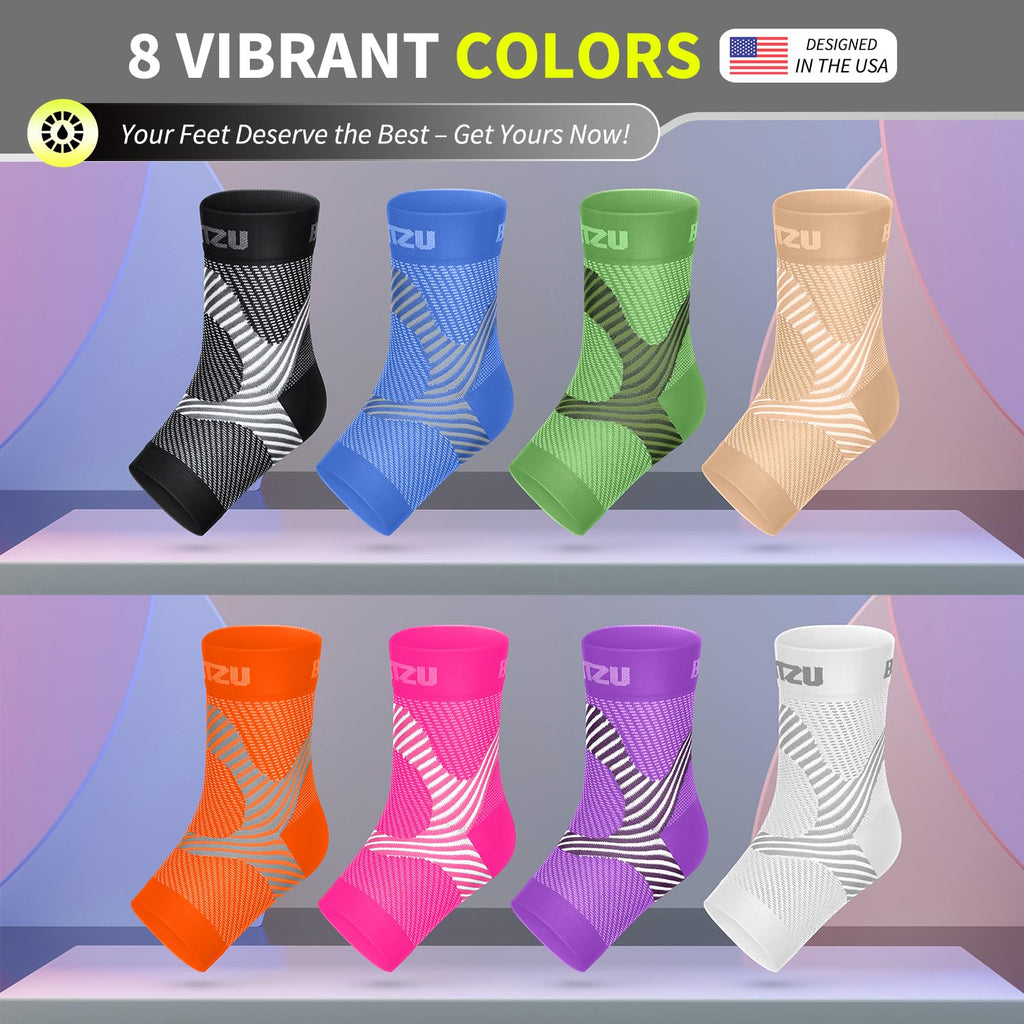 BLITZU Compression Socks for Plantar Fasciitis, Achilles Tendonitis, Arthritis Relief, Ankle Brace Compression Sleeve with Foot Arch Support, Ankle Wrap for Women, Men, Swelling & Heel Pain White XXL