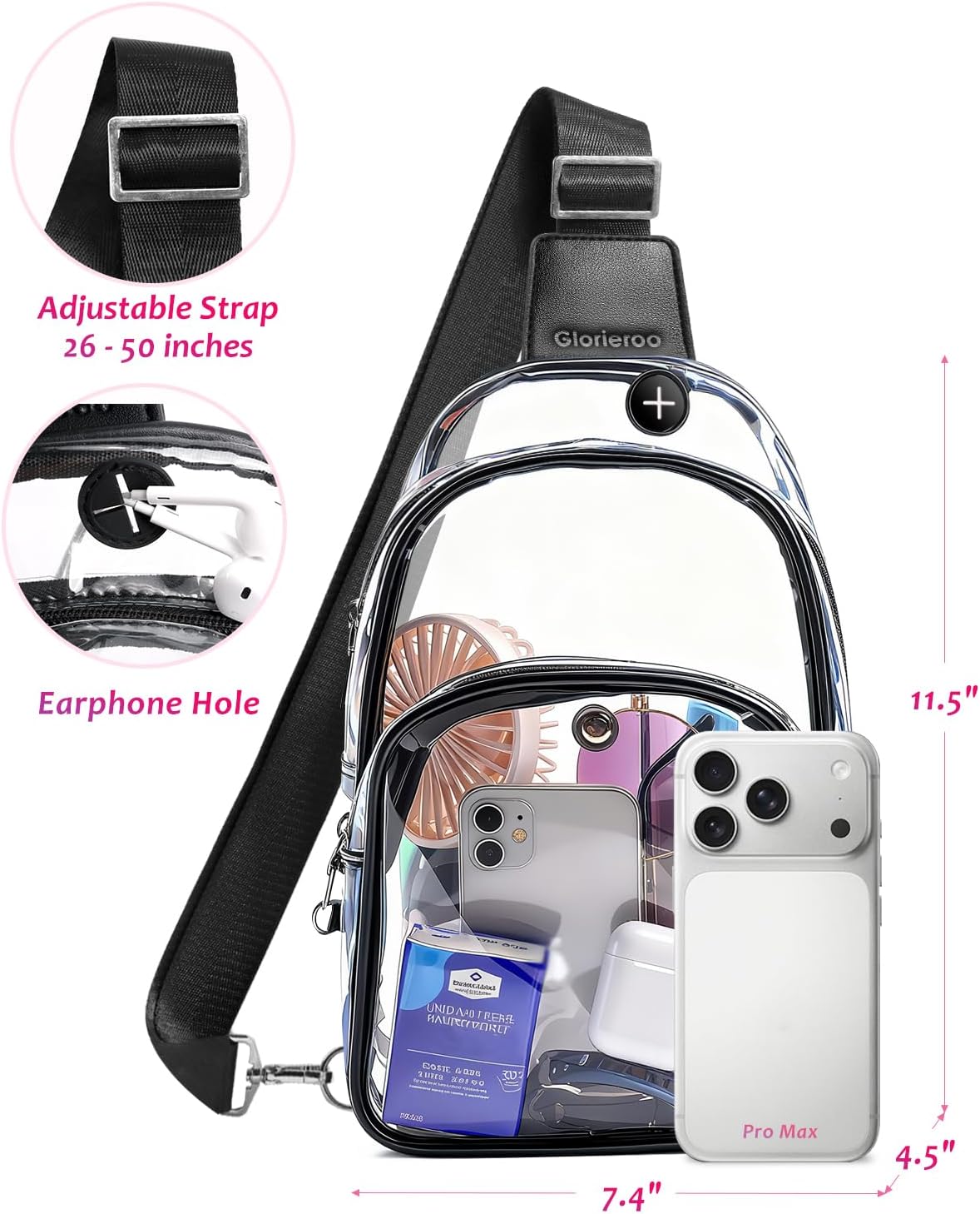 Skiennix Clear Stadium Bag - Small Crossbody Sling for Sports Events & Concerts