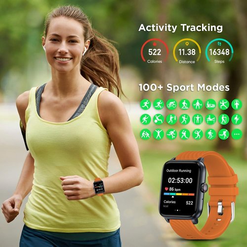 BENIO Fitness Tracker Smartwatch - 24/7 Heart Rate Monitor, Voice Calls & 100 Sports Modes - 1.85" Display, IP67 Waterproof