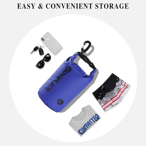 IDRYBAG Waterproof Dry Bag for Kayaking | Versatile Sizes 2L, 5L, 10L, 15L, 20L for Boating